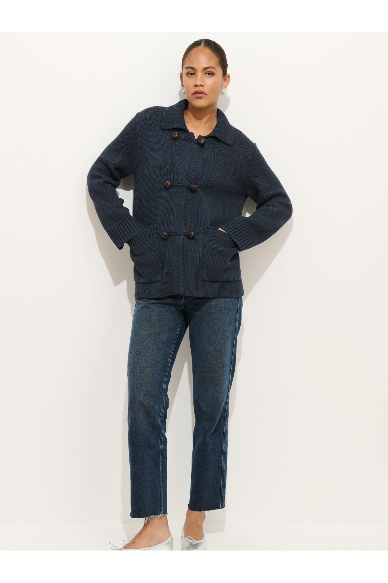 Ada Sweater Jacket in Cotton - Evening Sky - DUNE + SALT