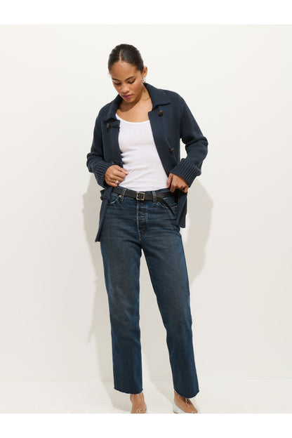 Ada Sweater Jacket in Cotton - Evening Sky - DUNE + SALT