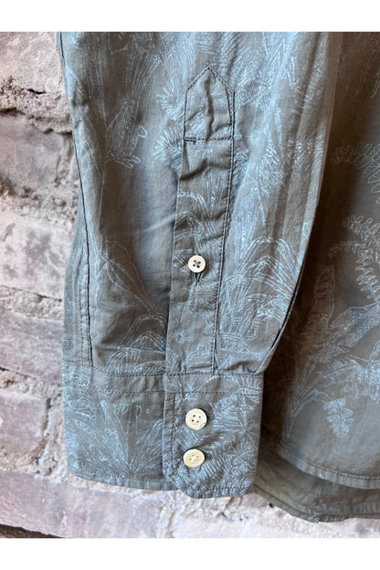 Paul Pat Palm Tree Print Cotton Shirt - Olive - DUNE + SALT