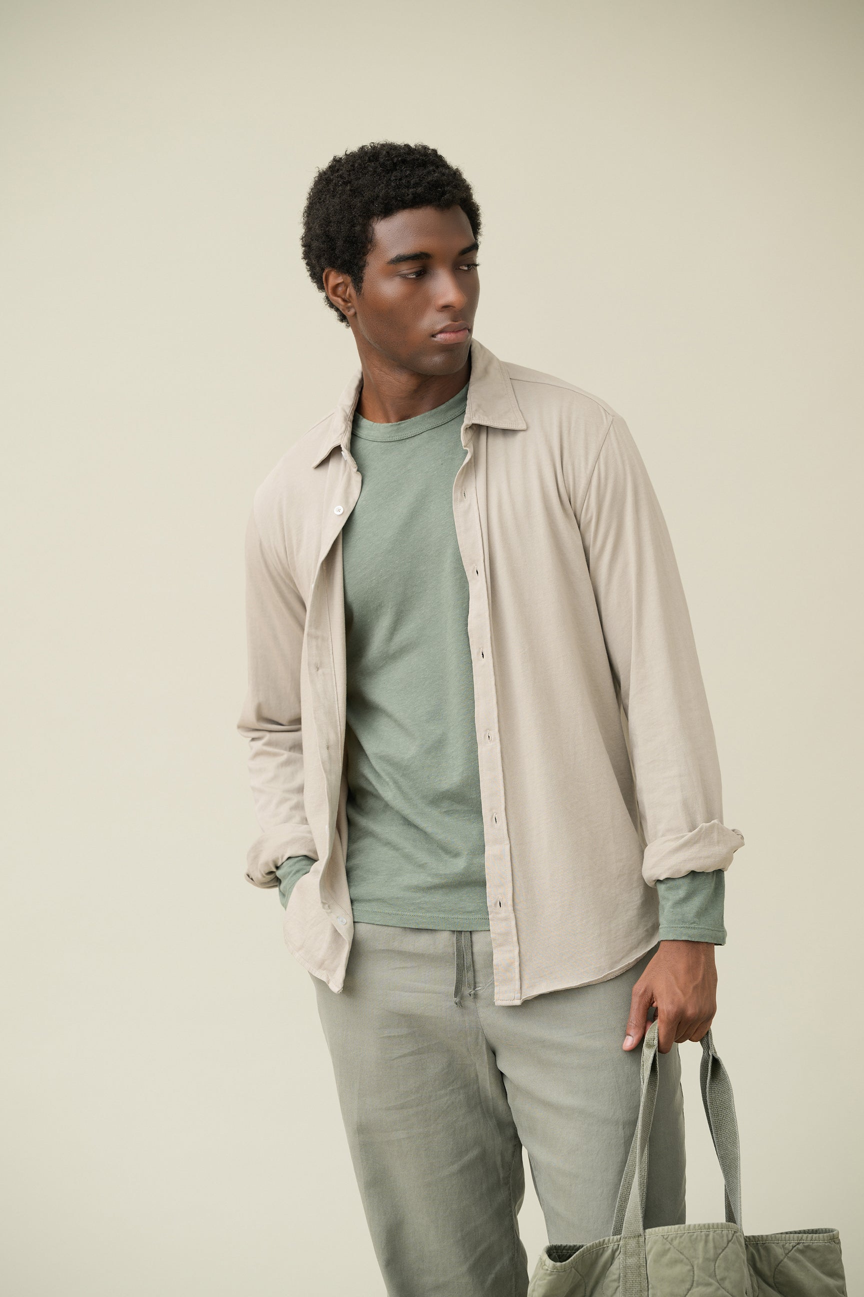 L/S Supima Jersey Easy Shirt - White - DUNE + SALT