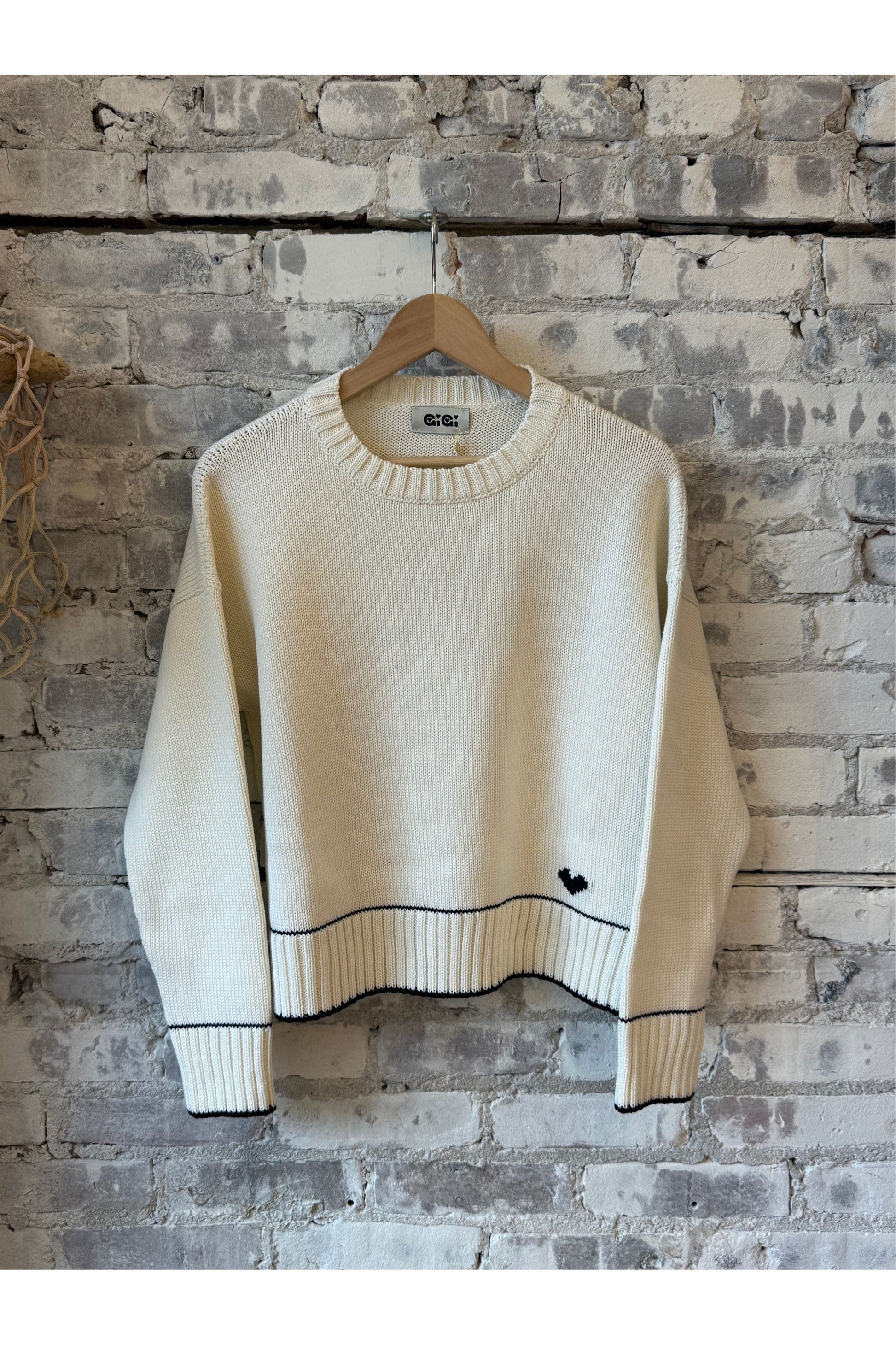Laura Charm Sweater - Ivory/Navy - DUNE + SALT