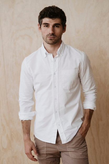 L/S American Oxford Shirt - White - DUNE + SALT