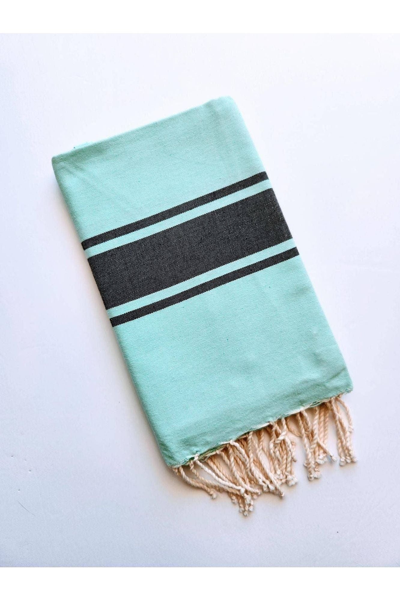 Turkish Beach Towel Sarong - Aqua/Black - DUNE + SALT