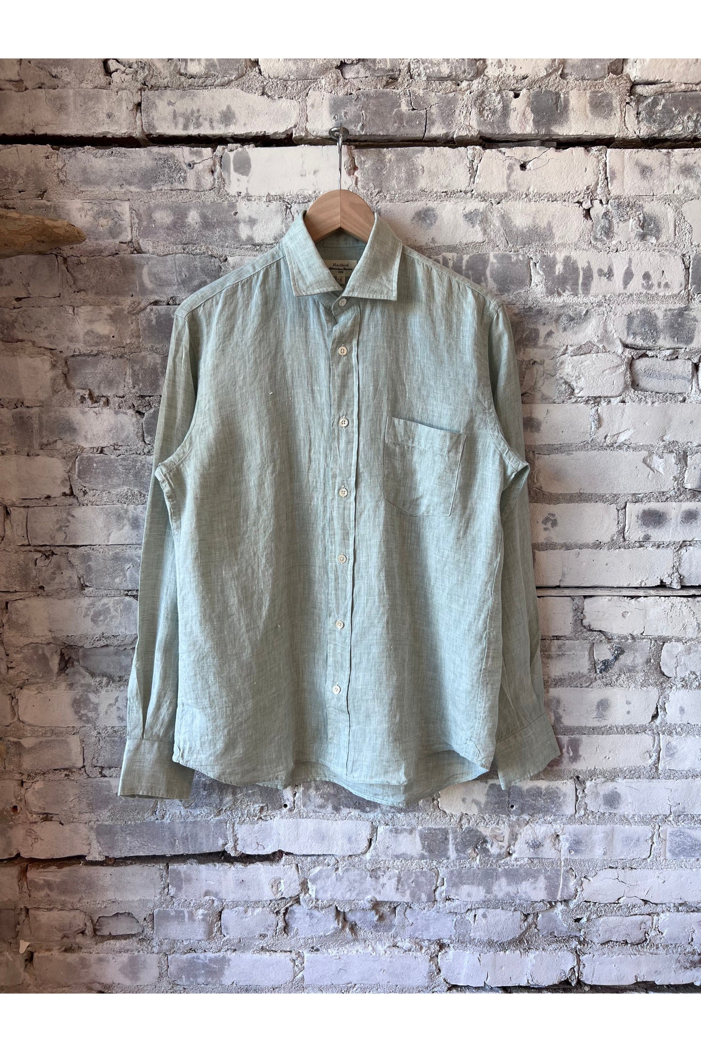 Paul Linen Chambray Shirt - Green - DUNE + SALT