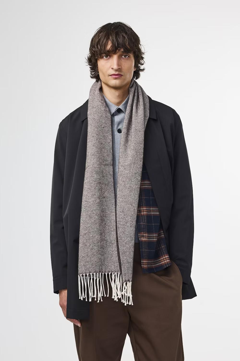 Scarf Two Wool Blend Scarf - Brown Multi - DUNE + SALT