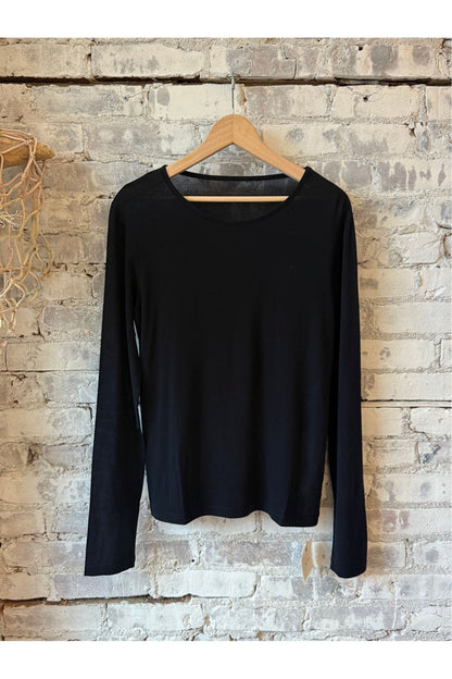 Silk/Cashmere LS Jersey Crew - Navy - DUNE + SALT