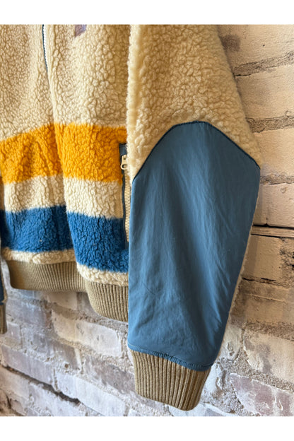 Wool Pile Fleece Pullover - Beige/Yellow/Blue Stripe - DUNE + SALT
