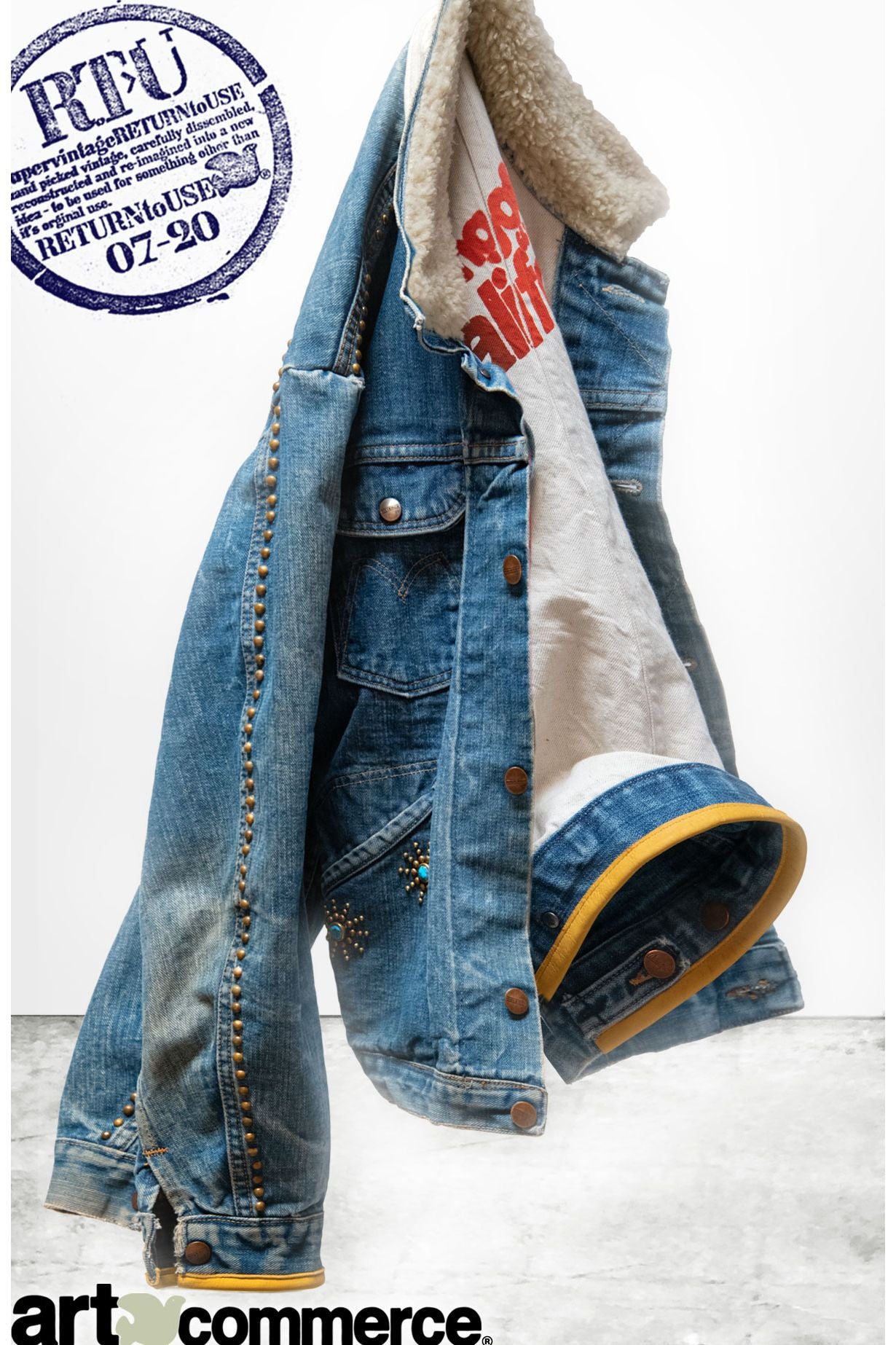 RTU1972 CALKID TURQ HOMESTUD AMERICANA SHERPA JKT - Vintage Patina - DUNE + SALT