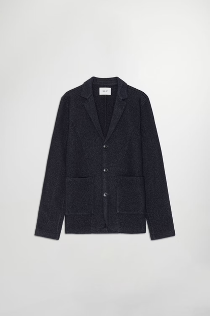 Boiled Wool Blazer - Navy Blue - DUNE + SALT