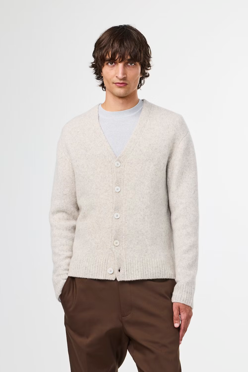 John V-Neck Cardigan - White Pepper - DUNE + SALT