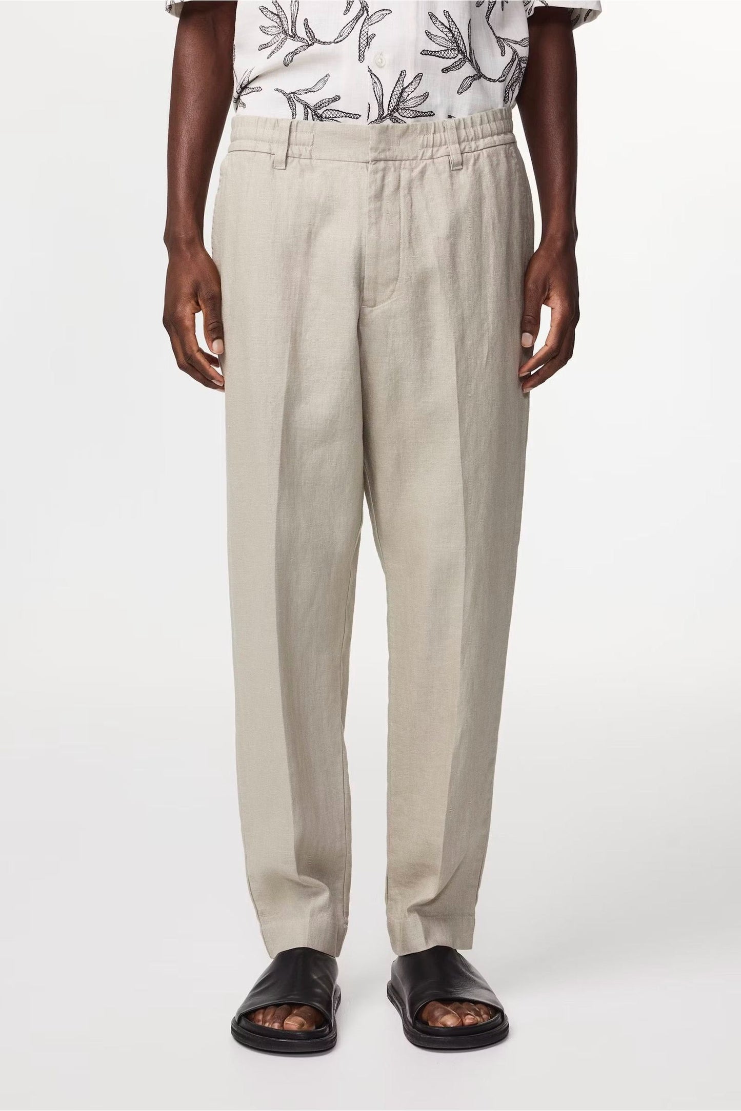 Billie Drawstring Linen Pant - Fog - DUNE + SALT