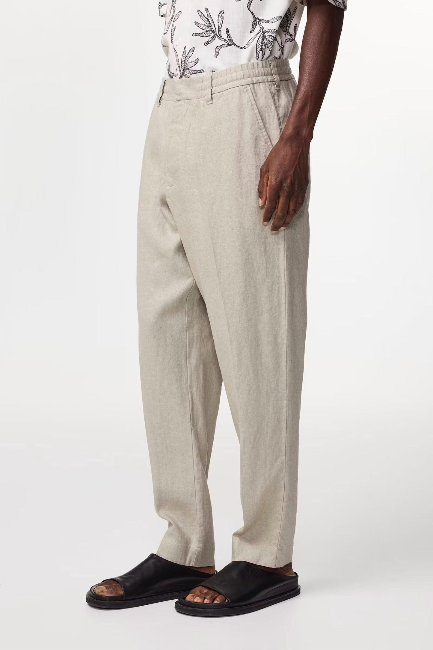 Billie Drawstring Linen Pant - Fog - DUNE + SALT