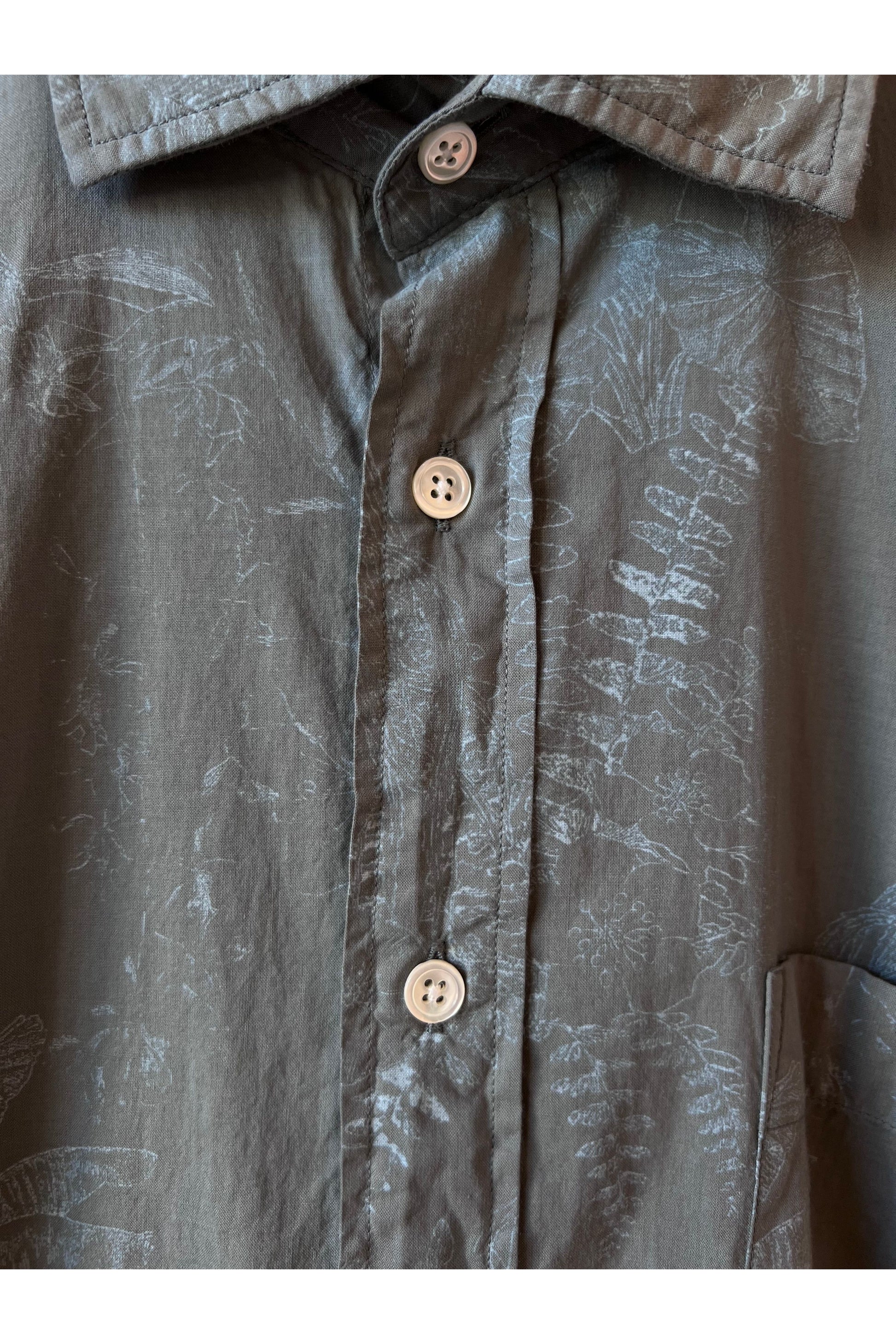 Paul Pat Palm Tree Print Cotton Shirt - Olive - DUNE + SALT