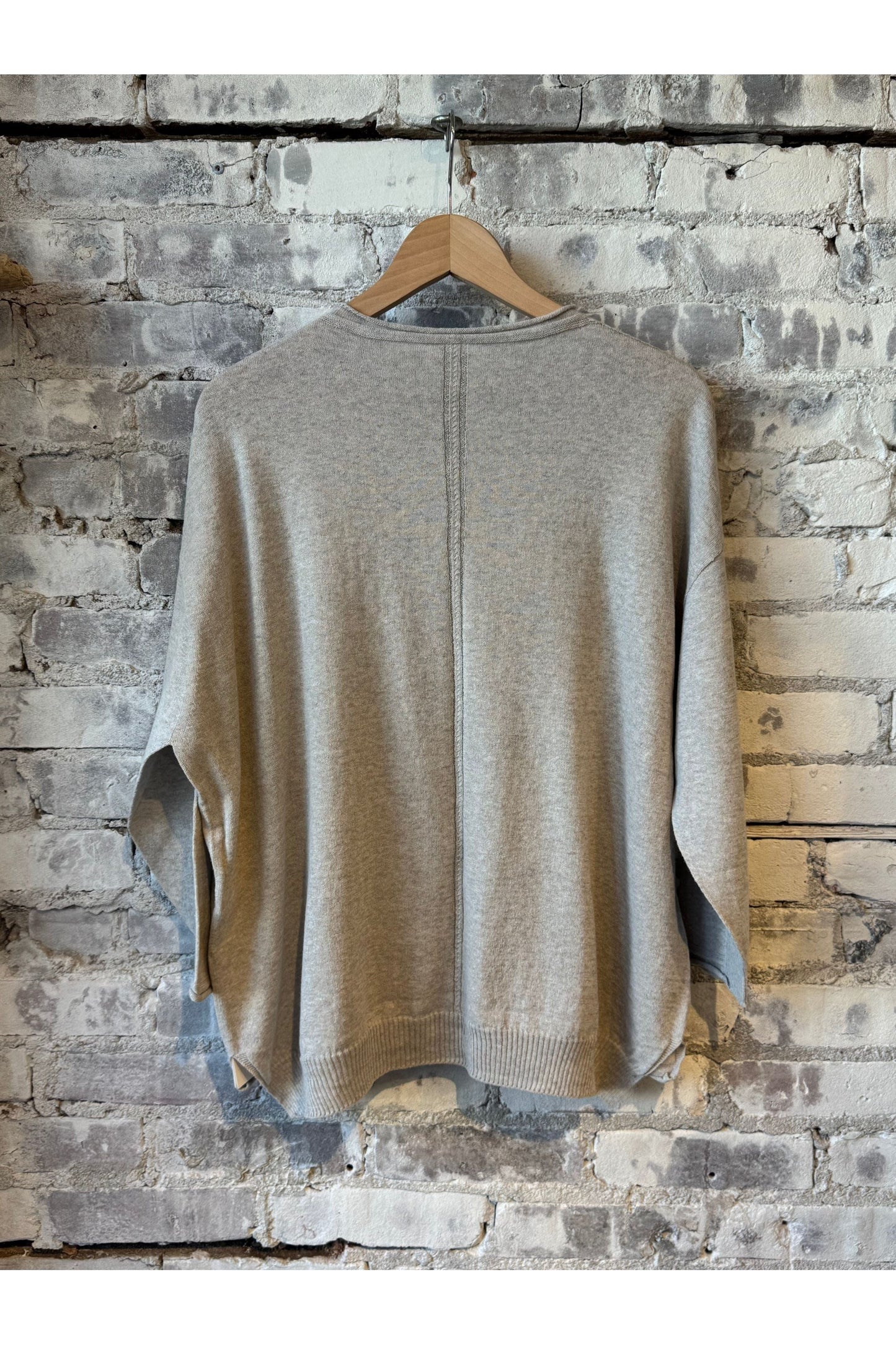 Cotton Linen Square Pullover - Top Grey - DUNE + SALT