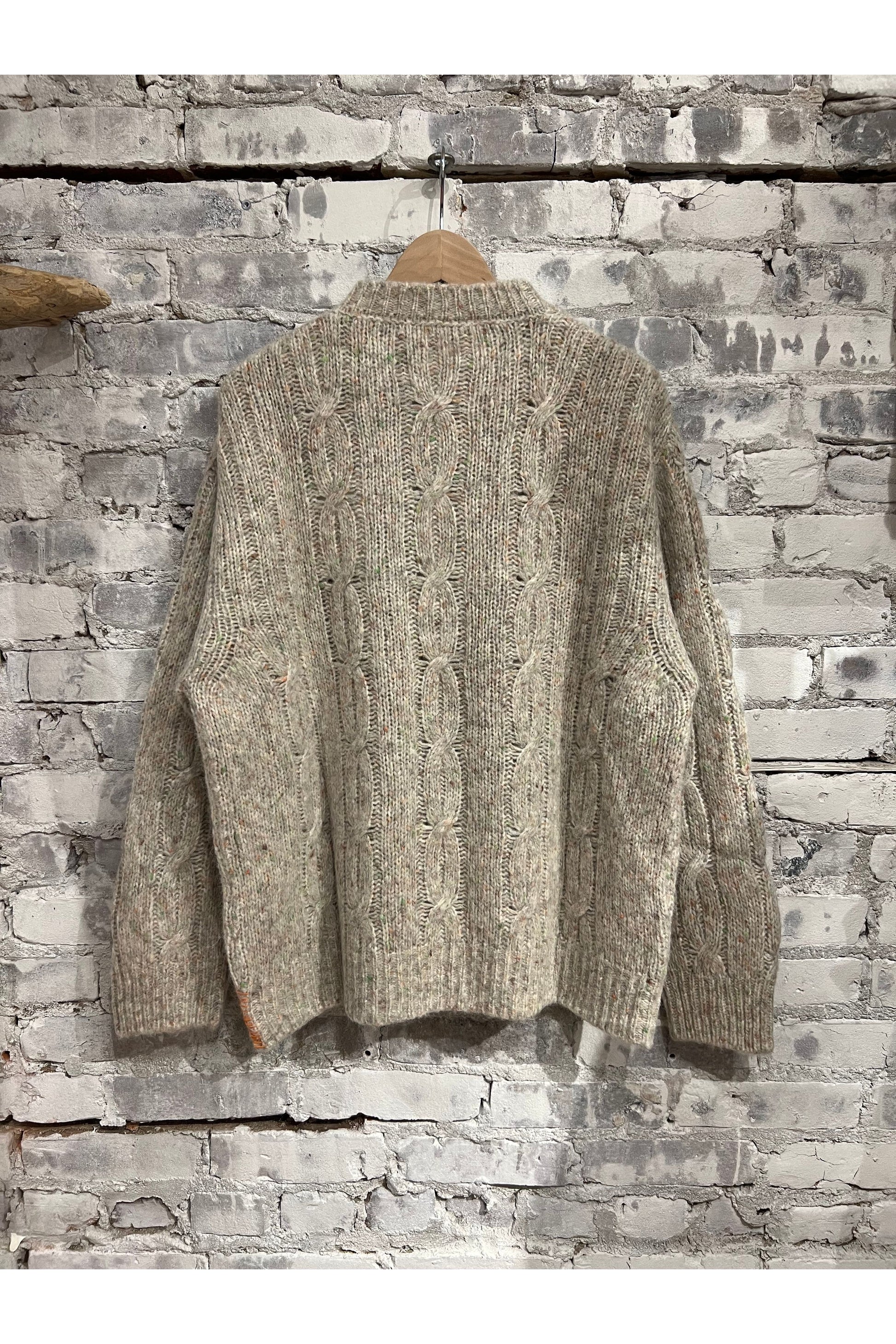 Over P's Cable Knit Donegal Sweater - Ecru - DUNE + SALT