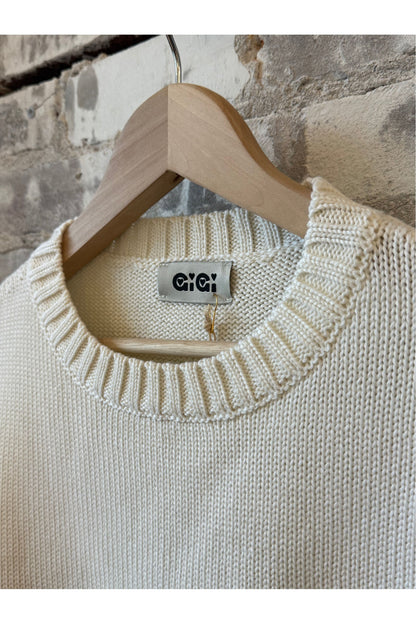 Laura Charm Sweater - Ivory/Navy - DUNE + SALT