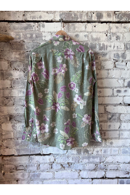 Paul Hawaiian Print Cotton Shirt - Army - DUNE + SALT