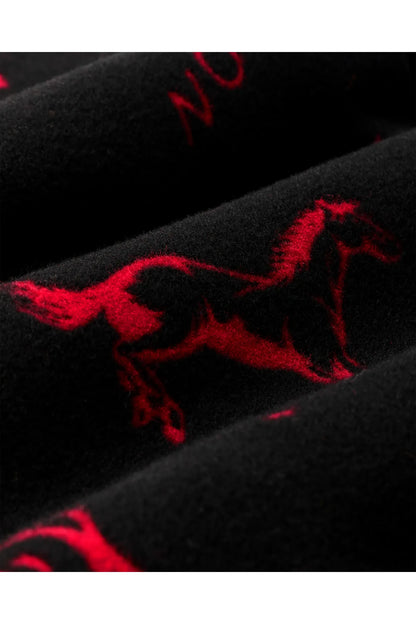 Women's Jacquard Wool Cruiser Jacket - Black/Red Western - DUNE + SALT