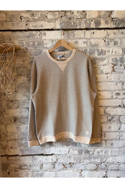 Cloud 9 Relaxed Fleece Crewneck - Driftwood Mini Stripe - DUNE + SALT