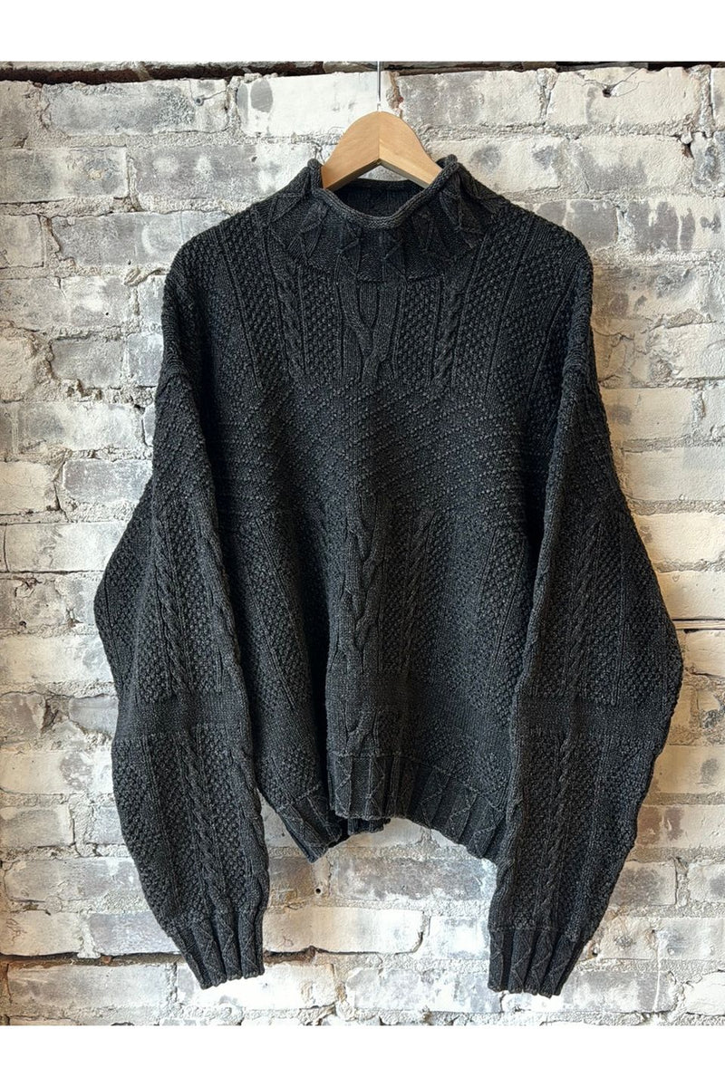 Indigo Cotton Rollneck Sweater - Black Indigo