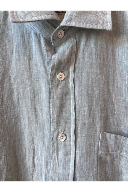 Paul Linen Chambray Shirt - Green - DUNE + SALT