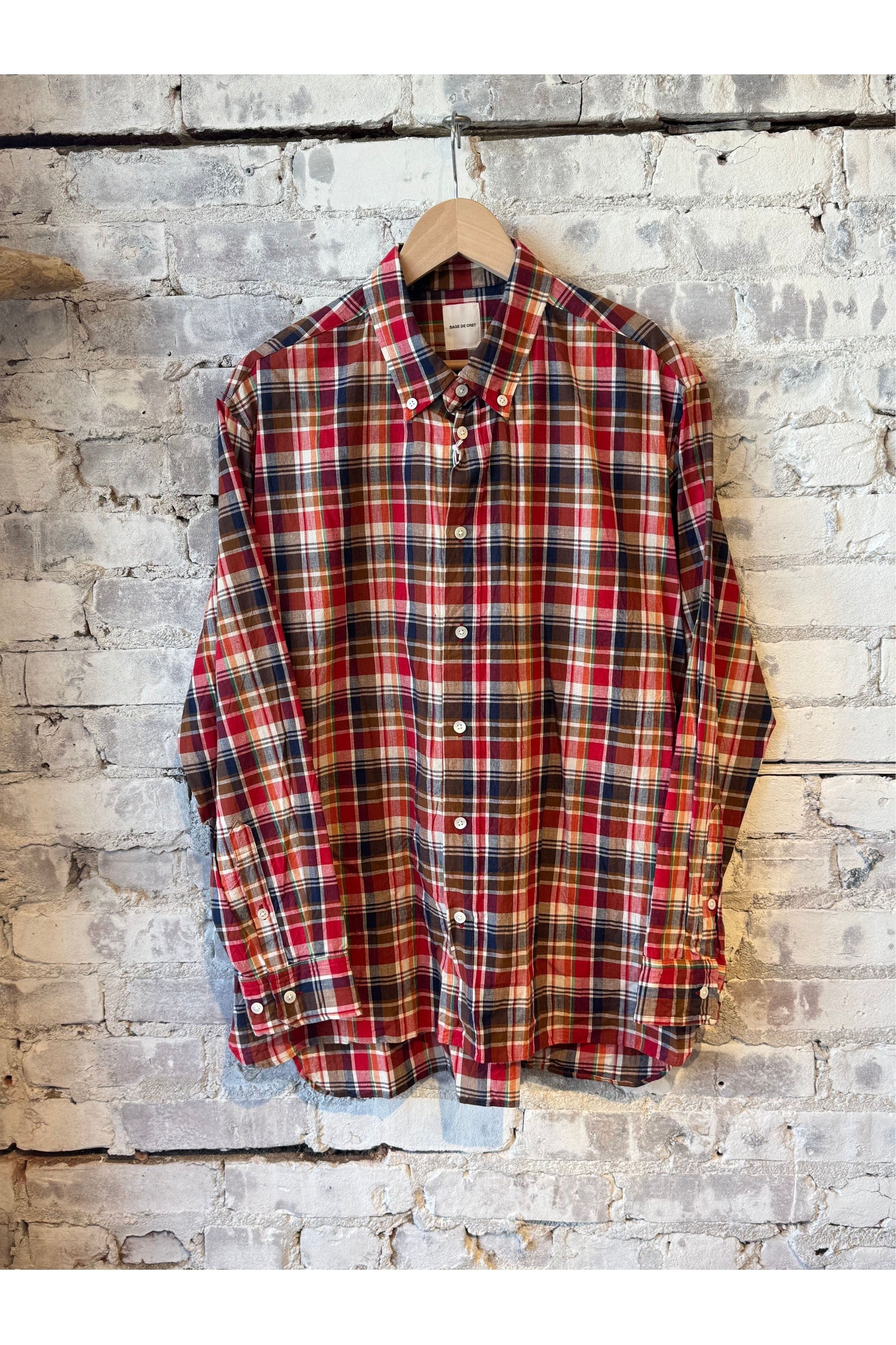 Madras Check Buttondown Collar Shirt - Red Plaid - DUNE + SALT