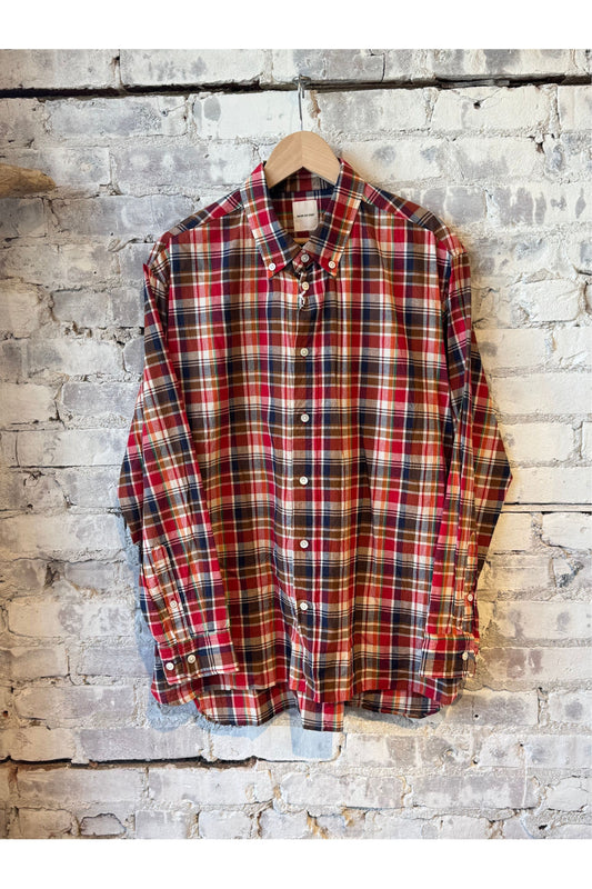 Madras Check Buttondown Collar Shirt - Red Plaid - DUNE + SALT