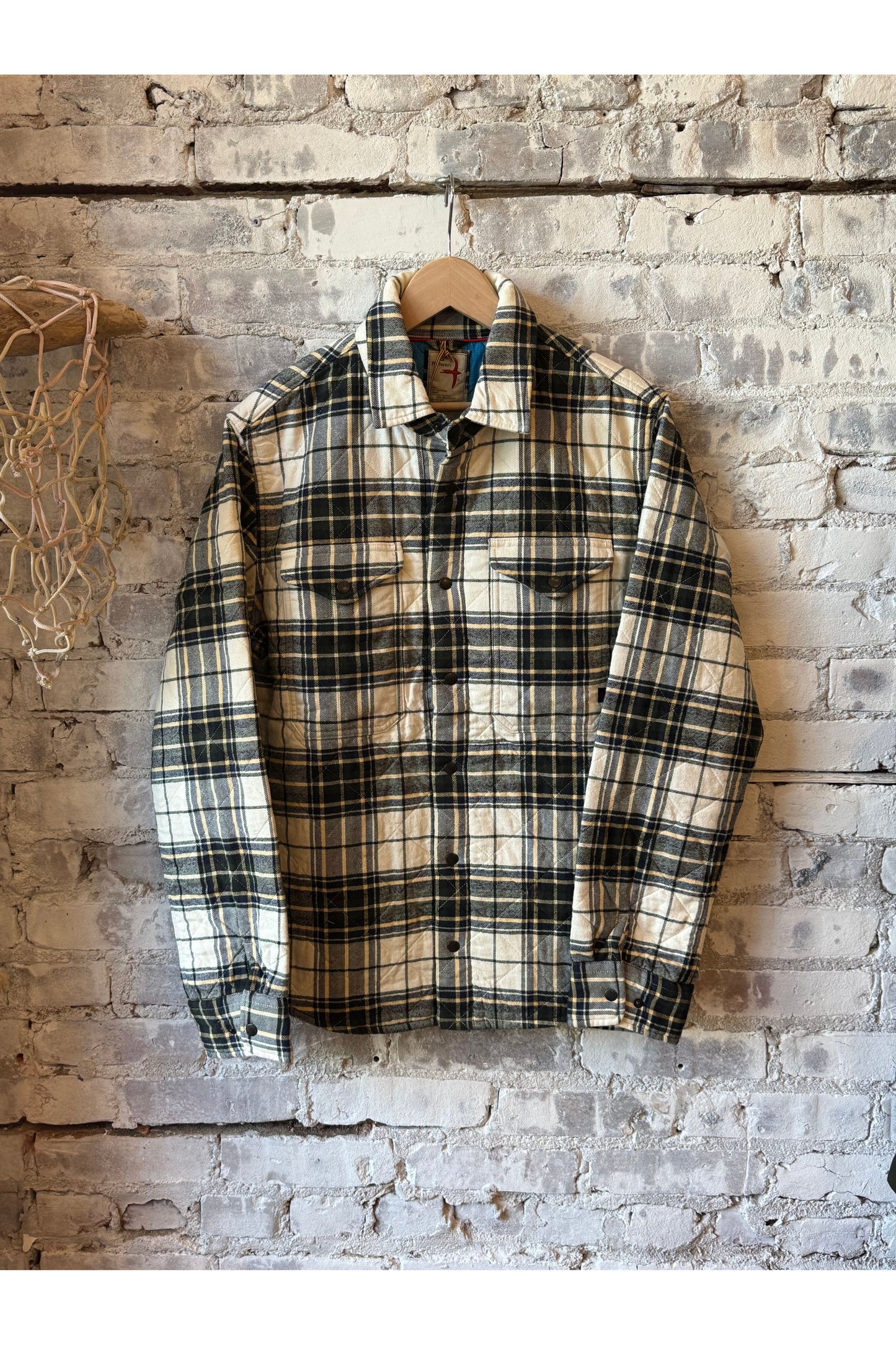 Quilted Flannel Shirt Jacket - Cream/Forest Tartan - DUNE + SALT