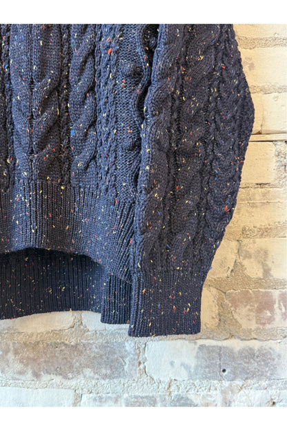 Oversized Cable Sweater - Navy Speckle - DUNE + SALT