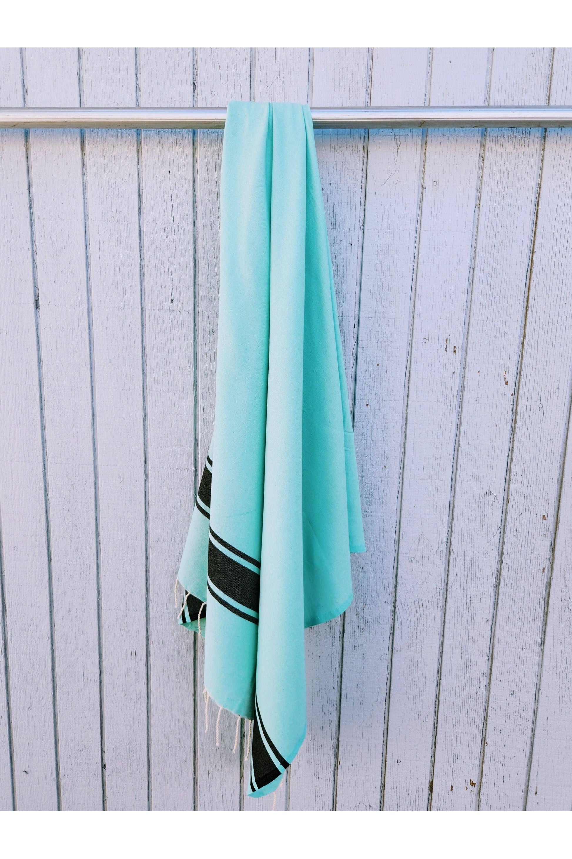 Turkish Beach Towel Sarong - Aqua/Black - DUNE + SALT