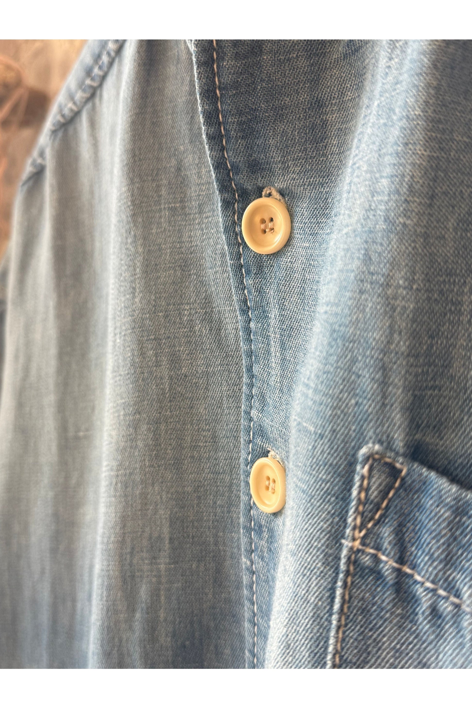 Chambray Cropped Shirt - Light Indigo - DUNE + SALT