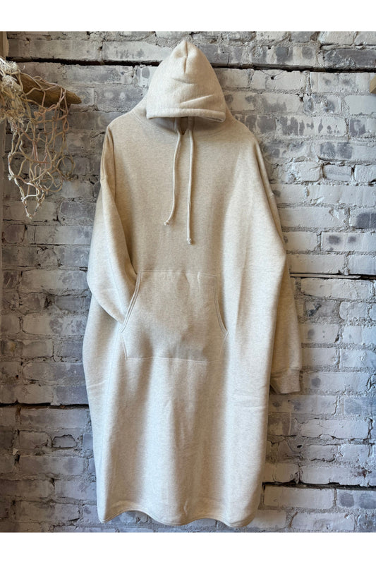 Cotton Tencel Brushed Fleece Hoody Dress - Oat - DUNE + SALT