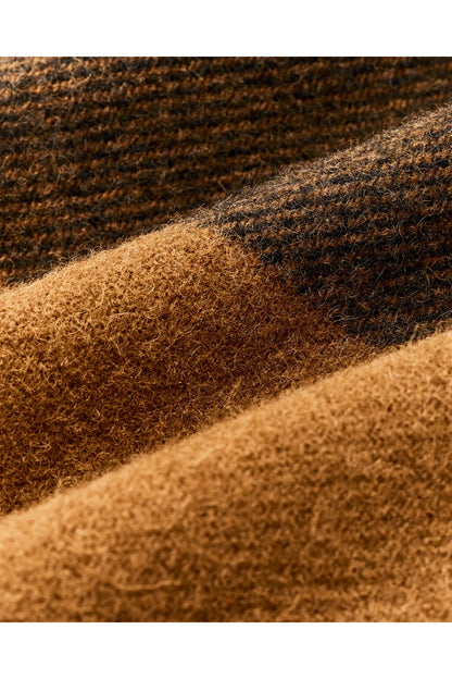 Women's Wool Long Cruiser Coat - Whiskey/Black Stripe - DUNE + SALT