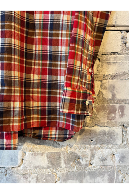 Madras Check Buttondown Collar Shirt - Red Plaid - DUNE + SALT