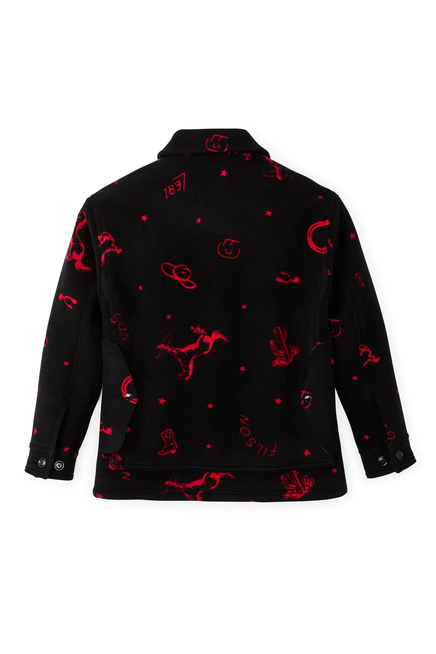 Women's Jacquard Wool Cruiser Jacket - Black/Red Western - DUNE + SALT