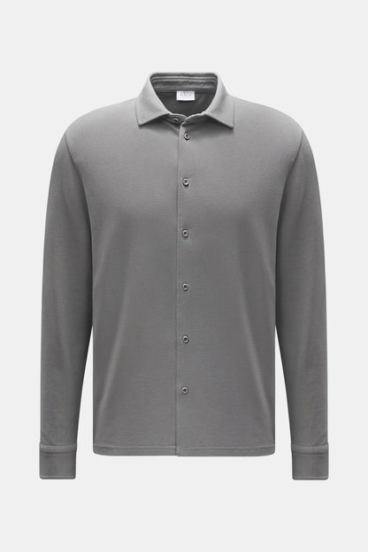Piqué Slim Collar Shirt - Grey - DUNE + SALT