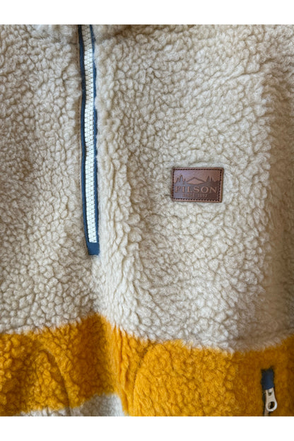 Wool Pile Fleece Pullover - Beige/Yellow/Blue Stripe - DUNE + SALT