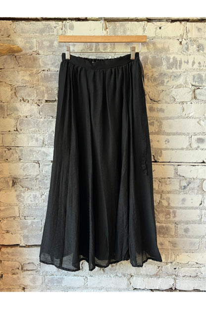 Crinkle Lyocell Long Skirt - Black - DUNE + SALT