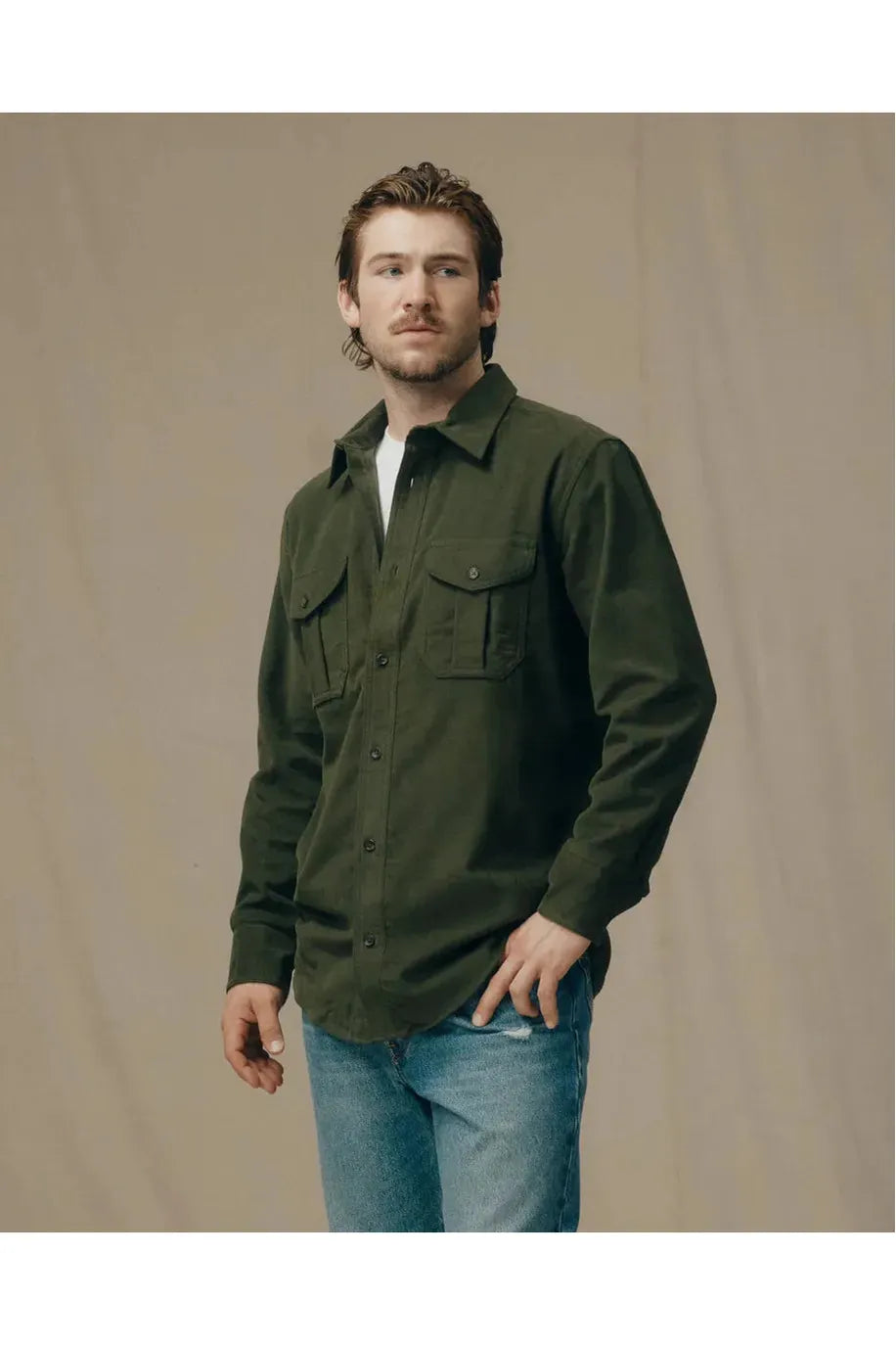 Moleskin Seattle Shirt - Dark Olive - DUNE + SALT