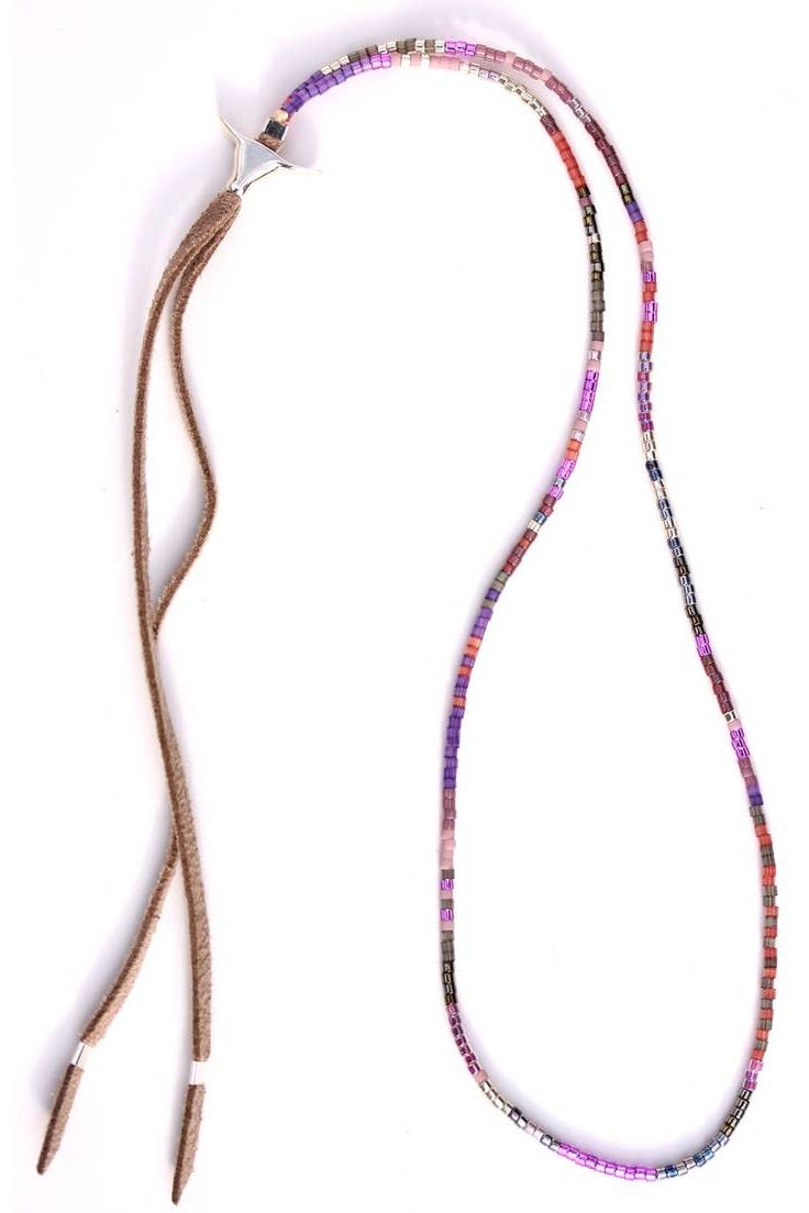 JRN1 Purple Glass Beaded Adjustable Necklace