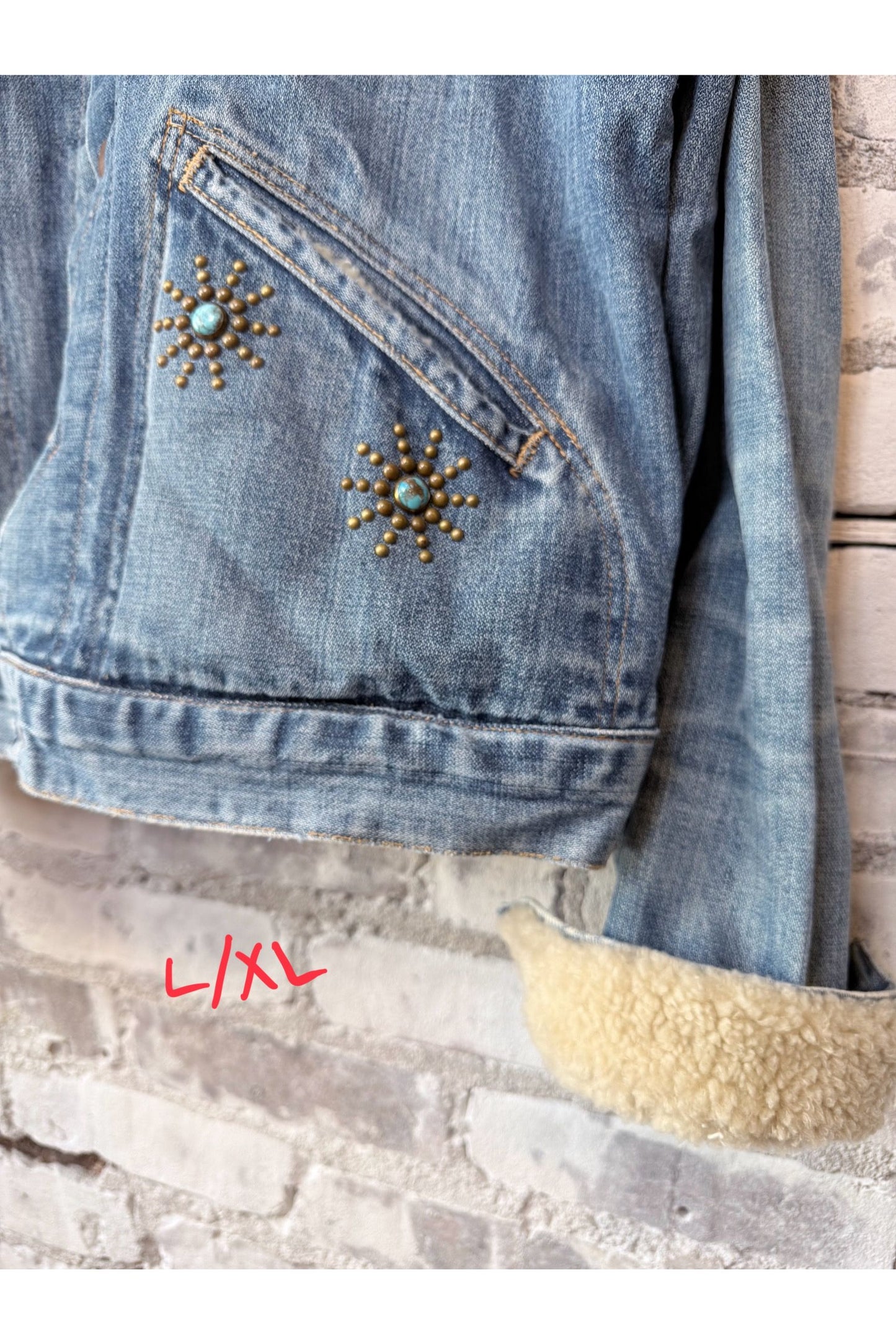 RTU1972 CALKID TURQ HOMESTUD AMERICANA SHERPA JKT - Vintage Patina - DUNE + SALT