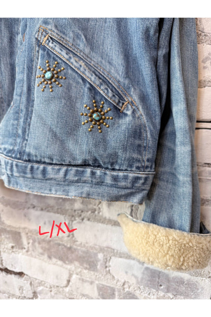 RTU1972 CALKID TURQ HOMESTUD AMERICANA SHERPA JKT - Vintage Patina - DUNE + SALT