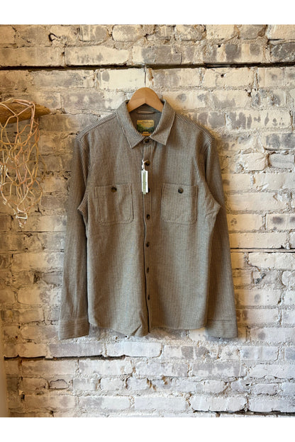 Pacifica Stretch Twill Overshirt - Grey Railroad Stripe - DUNE + SALT