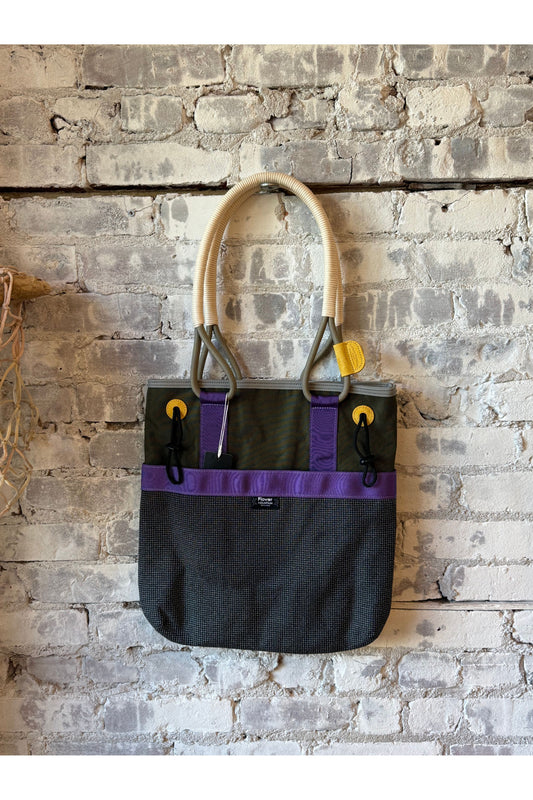 Nylon/Ripstop Tote Bag- Gray/Green/Purple - DUNE + SALT