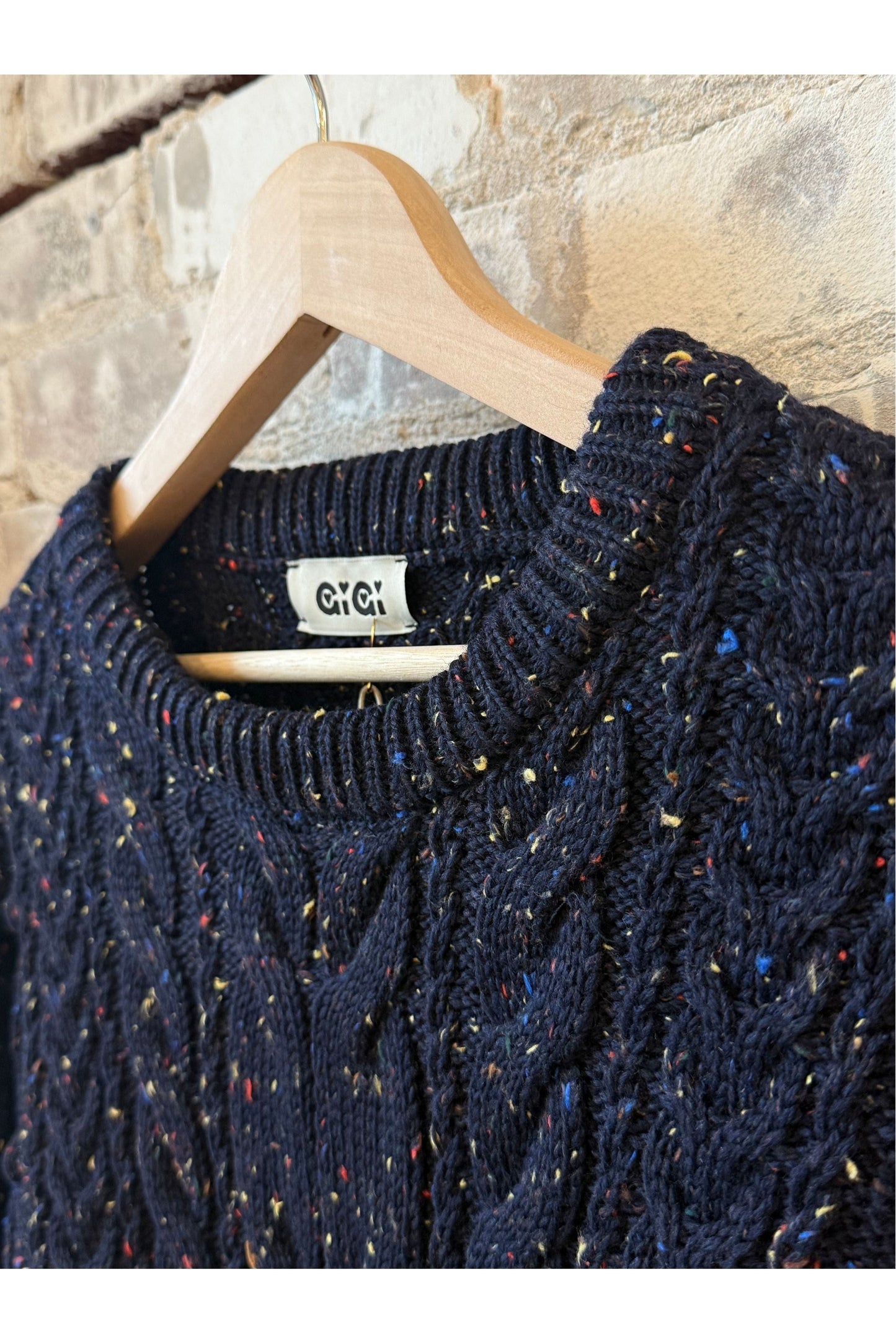 Oversized Cable Sweater - Navy Speckle - DUNE + SALT