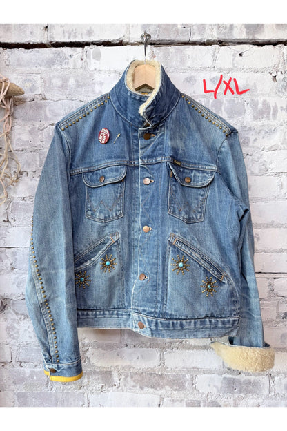 RTU1972 CALKID TURQ HOMESTUD AMERICANA SHERPA JKT - Vintage Patina - DUNE + SALT