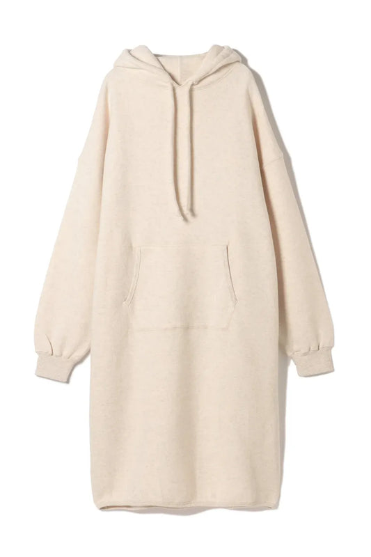 Cotton Tencel Brushed Fleece Hoody Dress - Oat - DUNE + SALT
