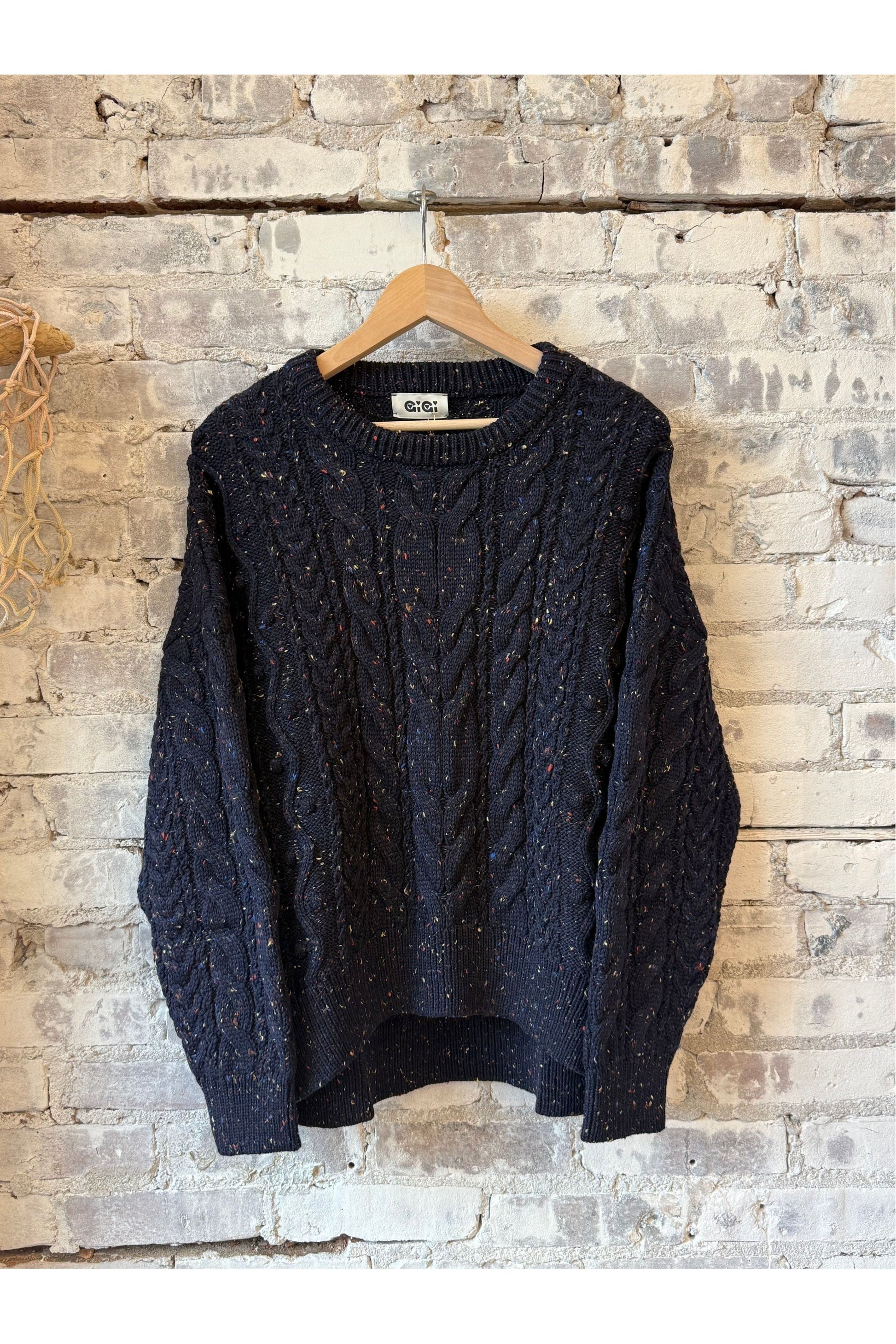 Oversized Cable Sweater - Navy Speckle - DUNE + SALT