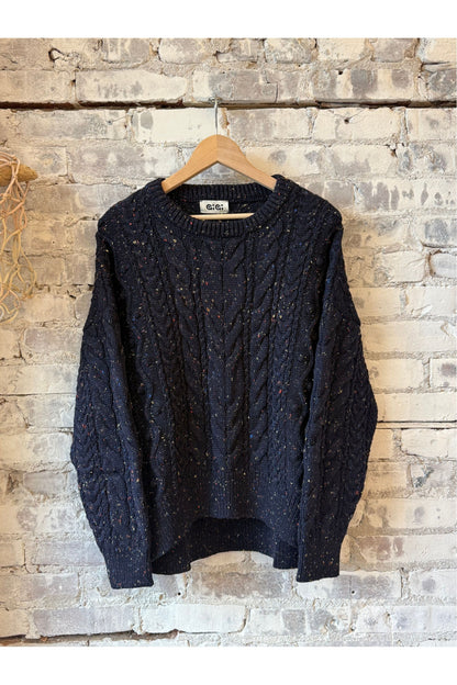 Oversized Cable Sweater - Navy Speckle - DUNE + SALT