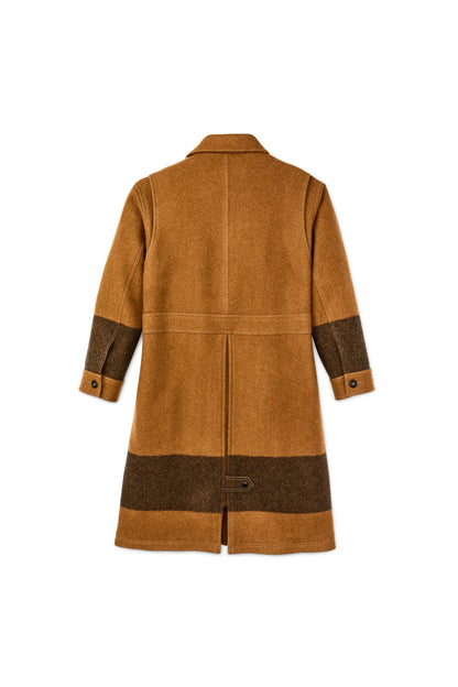 Women's Wool Long Cruiser Coat - Whiskey/Black Stripe - DUNE + SALT